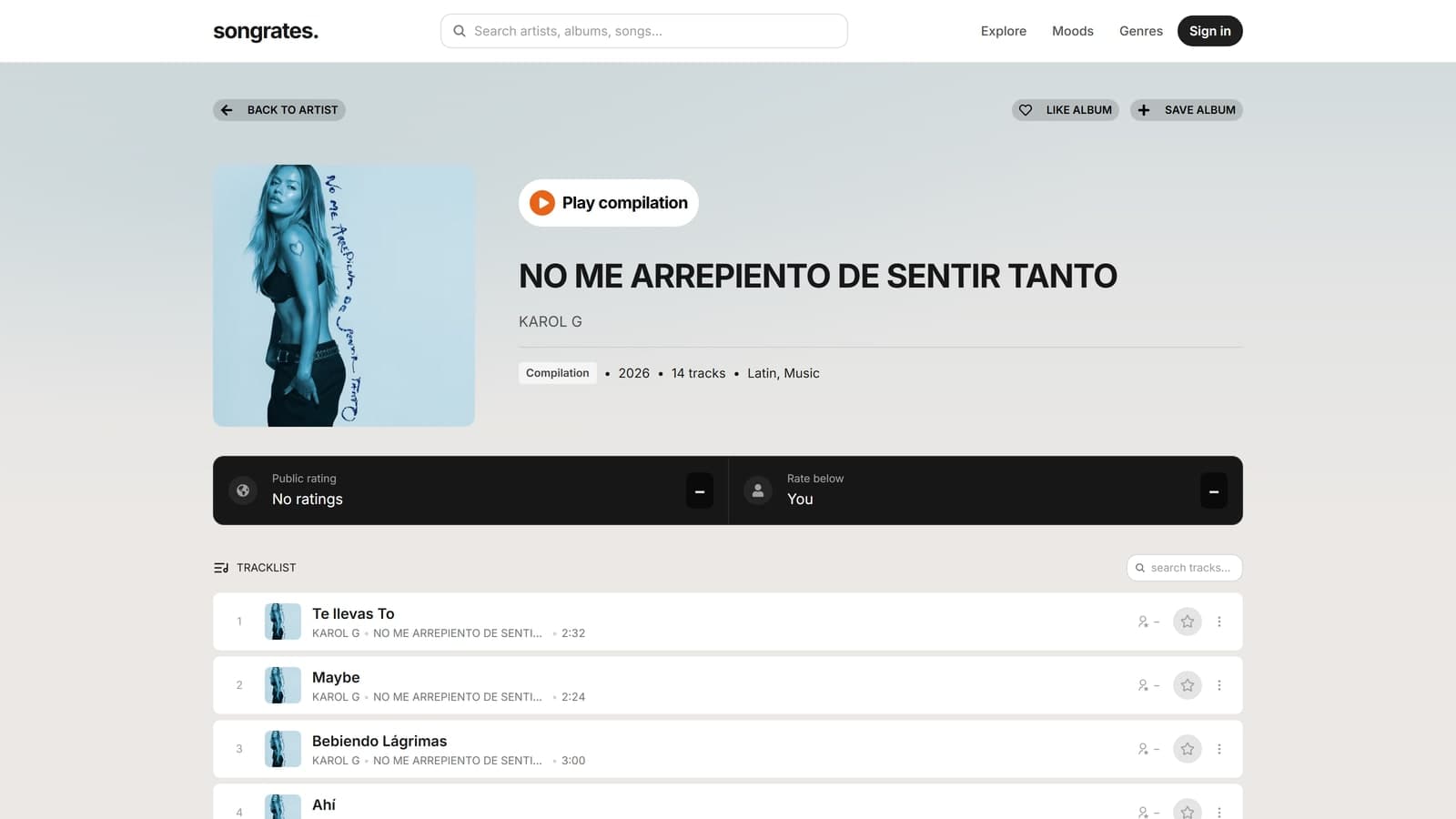 Songrates screenshot 2