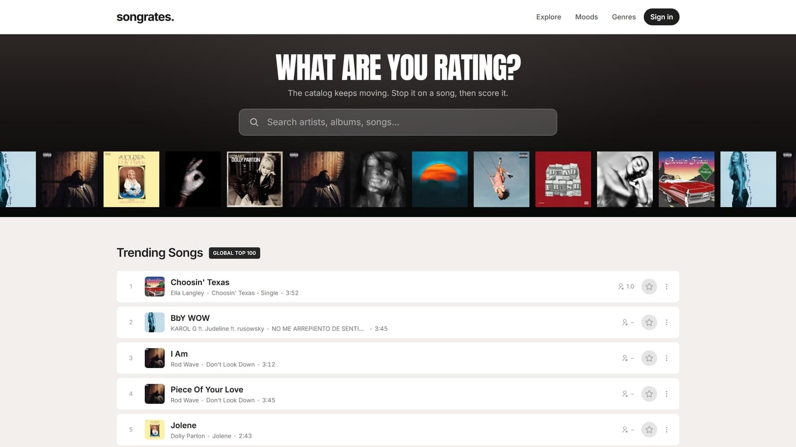 Songrates screenshot 1